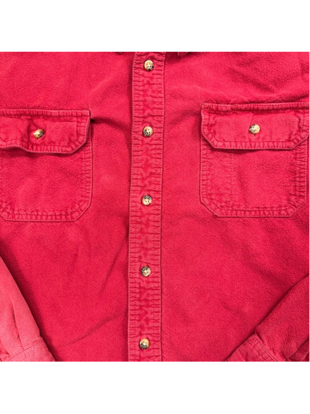 Men's Vintage Eddie Bauer Chamois Heavyweight‎ Casual Button Down Shirt XL Red - Picture 5 of 16